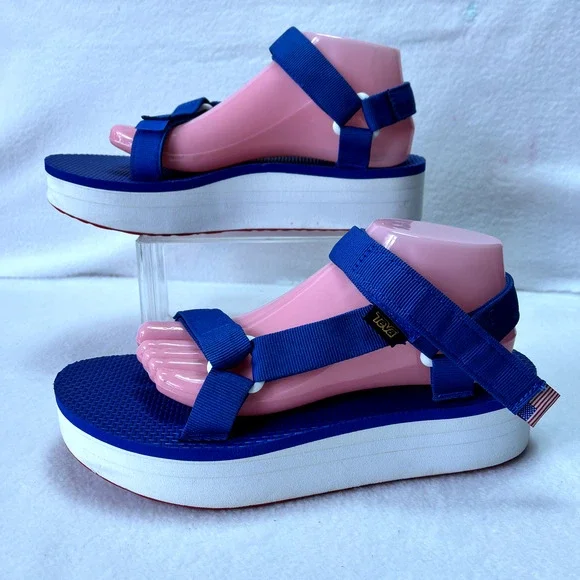 Teva Universal Platform Sandals Women 10 Blue Walking Trail Adjustable Straps - Picture 10 of 13